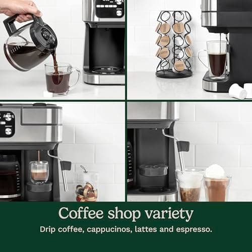 Cuisinart Coffeemaker, Coffee Center Barista Bar 4-In-1 Coffee Machine, Single-Serve Coffee, Espresso & Nespresso Capsule Compatible, 12-Cup Carafe, Black, SS-4N1NAS