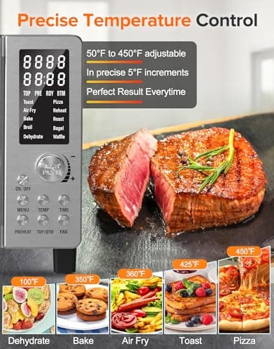 Nuwave Bravo Pro Smart 21QT Toaster Oven Air Fryer Combo, Convection Oven Countertop, 10 functions all in 1, with even & quick crisp technology, 50-450°F, 1800W, Stainless Steel