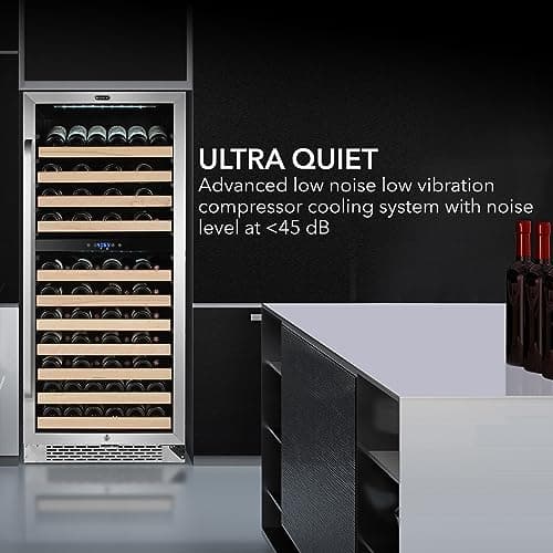 Whynter BWR-0922DZ 92 Wine Bottle Built-in or Freestanding Stainless Steel Dual Zone Compressor Large Capacity Refrigerator Rack for Open LED Display, Dark Grey-92 Grey