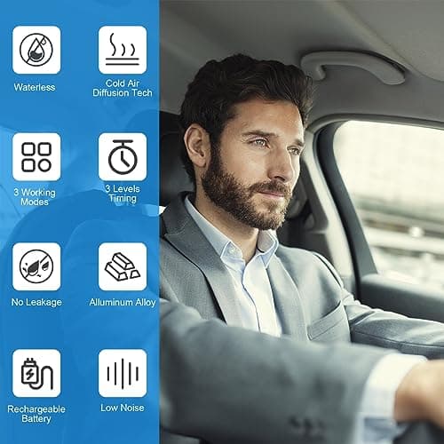 Waterless Car Diffuser, Waterless Diffusers for Essential Oils with Timer & No Leakage Tech, Super Quiet Cordless Aromatherapy Essential Oil Diffuser Battery Operated for Car, Room