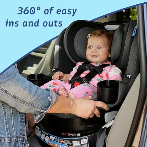 Graco EasyTurn 360 2-in-1 Convertible Car Seat, 360 Degree Rotating Infant to Toddler Rotating Car Seat, 2 Modes Forward and Rear Facing, Slim Design, Cyran