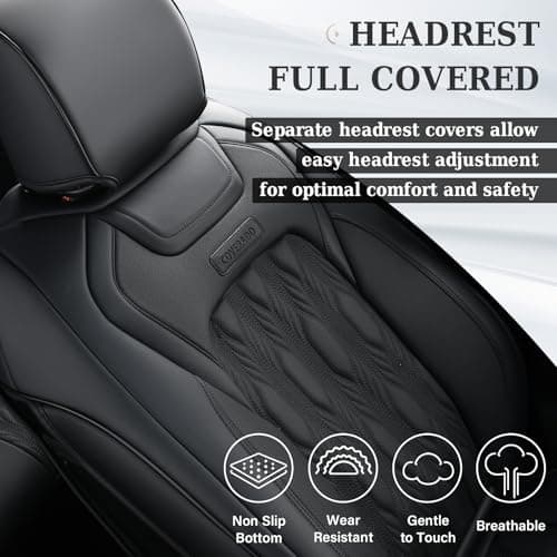 Coverado Fullset Car Seat Covers,Leather Ford F150 Seat Covers Fit for 2015-2025 F150 and 2017-2025 F250 F350 F450 Super Duty Crew Cab XL XLT Lariat King Ranch Platinum (Black)