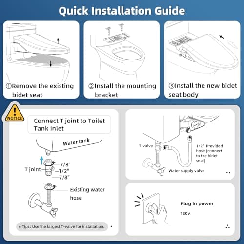 Electric Bidet Toilet Seat, Heated Toilet Seat Elongated with Instant Warm Water & Dryer, Feminine & Front Rear Wash, Wireless Remote, Self-Clean Nozzle, Slow Close Lid, Upgraded Silent ECO Child Mode