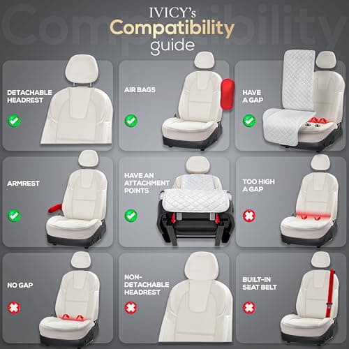 IVICY Linen Car Seat Cover for Cars - Non-Slip Soft & Breathable - Front Car Seat Protector Covers Universal Fits Most Automotive, Vans, SUVs, Trucks - 1 Unit - Beige