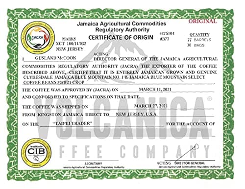 Jamaica Blue Mountain Coffee Blend, Whole Bean, Fresh Roasted, 16-ounce