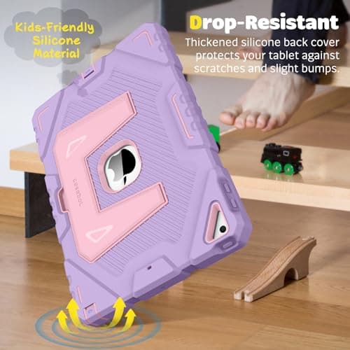 Fintie Case for iPad 9th Generation (2021) / 8th Generation (2020) / 7th Gen (2019) 10.2 Inch, Fully-Body Rugged Heavy Duty Shockproof Protective Case with Built-in Kickstand for Kids, Purple