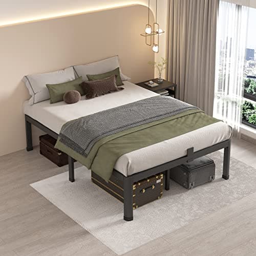 MAF 14 Inch Full Size Metal Platform Bed Frame with Round Corner Legs, 3000 LBS Heavy Duty Steel Slats Support, Noise Free, No Box Spring Needed, Easy Assembly