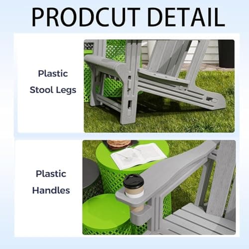 Adirondack Chair Set of 6, HDPE Plastic Adirondack Chairs, All Weather Fire Pit Chairs with Cup Holder, Outdoor Lawn Chair for Patio, Garden, Backyard, Grey