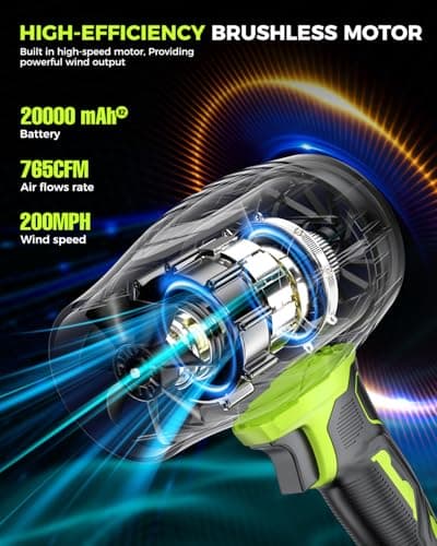 Leaf Blower Cordless with Battery and Charger, 500,000 RPM, Extended Nozzle, Lightweight Handheld Design, Turbo Jet Blower for Patio Cleaning,car Blowing Water, Lawn Care, Blowing Leaves and Dust