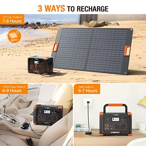 500W Portable Power Station, GRECELL Solar Generator 519Wh (Peak 1000W) Lithium Battery Power Generator with 2*110V AC Outlets, Mobile Battery Backup Pack for RV Trip Camping, Outdoor Adventure, Home