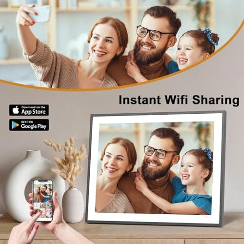 19-inch Digital Picture Frame Large-Photo-Frame - 64GB Dual-WiFi Digital Frame, Light Sensor, Full Function, Sharing Photos Videos via App or Email Instantly, Unlimited Cloud Storage, Wall Mountable