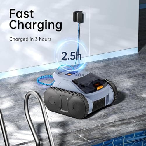 (2025 New) Automatic Pool Vcuum, Cordless Robotic Pool Cleaner, Wall Climbing, Waterline Cleaning, 165 Min Runtime for Above Ground & Inground Pools Up to 2080 sq.ft