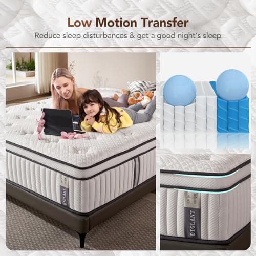 DIGLANT California King Mattress, 14Inch Cooling Gel Memory Foam Hybrid Mattress with Pocket Springs, Medium Plush Feel, White