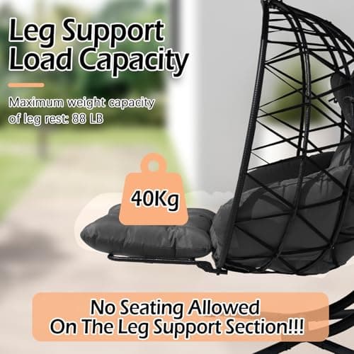 Double Egg Chair Outdoor with Stand & Adjustable and Removable Canopy, Foldable Leg Rest, Leg Support Bracket Tube Thickened Treatment, 600lbs Capacity for Bedroom, Balcony, Garden (HQH)