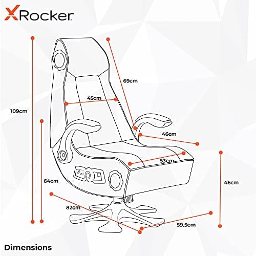 X-Rocker Officially Licensed PlayStation Infiniti+ 4.1 Stereo Audio Gaming Chair with Vibration, Comfy Folding Gamer Seat, Leather Look – Black, 5177401