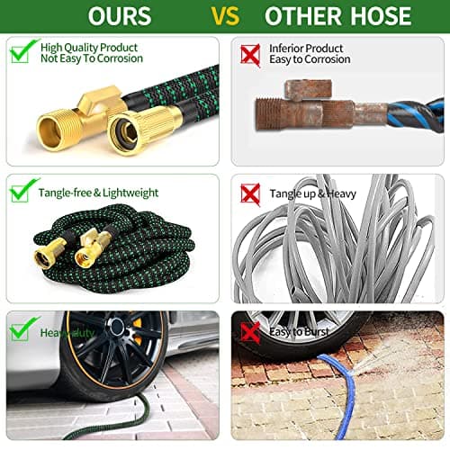 75 ft Expandable Garden Hose, 2025 Upgraded Retractable Flexible Water Hose 75ft with 10 Function Spray Nozzle, Lightweight, Kink-free,Expanding Hoses With 3/4" Solid Brass Fittings