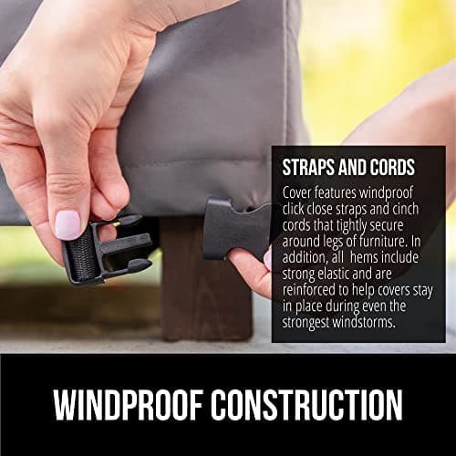 GORILLA GRIP Waterproof Outdoor Sofa Cover, 80 Inch, Adjustable Furniture Cover Sets for Winter, Keep Cushions Dry, Protects from Sun, Snow, Rain, Windproof, UV Coated, 1 Pack