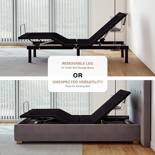 EGOHOME Split King Adjustable Bed Frame and 14 inch Copper Gel Memory Foam Mattress Set, Metal Foldable Bed Base with Remote, Head and Foot Incline, Zero Gravity Mode, Easy Assembly