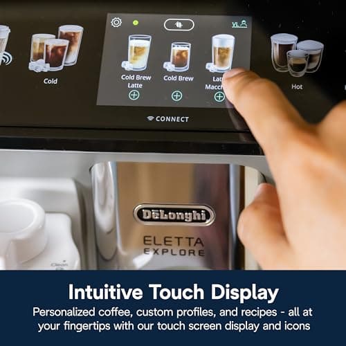 De'Longhi Eletta Explore Espresso Machine with Cold Brew, Automatic Hot & Cold Milk Frother for 50+ One Touch Recipes, Built-in Grinder, ECAM45086S