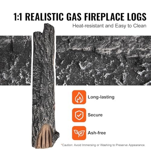 VEVOR 8 Pcs Oak Logs, Gas Fireplace Ceramic Logs for Fire Place, Heat-Resistant Wood Log Gas Realistic Logs, Stackable Wood Branches for Gas Fireplace, Firebowl Indoor or Outdoor