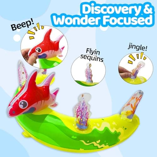 Inflatable Baby Pool Float with UPF50+ Sun Protection Canopy, Adjustable Safety Seat & Interactive Toy Play Console - Includes Ocean Animal Toys for Infants & Toddlers 3-36 Months