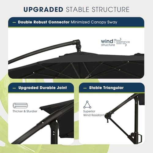 wikiwiki 10ft Patio Umbrellas Offset Outdoor Umbrella Cantilever Hanging Umbrellas w/Infinite Tilt, Fade Resistant Waterproof RECYCLED FABRIC Canopy & Cross Base, for Yard, Garden & Deck, Carbon