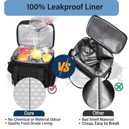 Lunch Box Cooler Bag - Tactical Insulated Lunchbox for Men - Large Soft Expandable Lunch Pail for Adults Work Outdoor Shifts Trips Black 16L