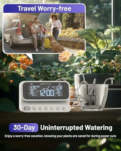 [2026 Upgrade] 2 Zone Automatic Plant Waterer for Indoor Holiday, Unistyle Drip Irrigation System with Programmable Vacation Timer, Watering Devices for 30 Potted Plants, Grey, Easter Gifts