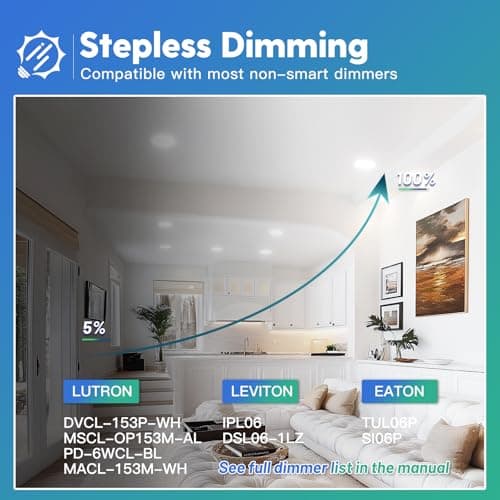 FREELICHT 24 Pack 6 Inch 5CCT Ultra-Thin LED Recessed Ceiling Light with Junction Box, 2700K/3000K/3500K/4000K/5000K Selectable, 1050LM Brightness, Dimmable Canless Wafer Downlight, 12WEqv110W-ETL&FCC