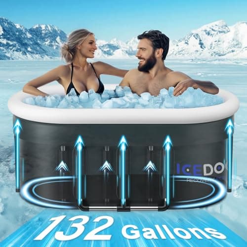 Upgraded 132 Gal XXL Large Oval Ice Bath with Air Ring, Multi-Layered Portable Cold Plunge Tub for Athletes, Foldable & Inflatable Full-Body Cold Tub Recovery at Home, Outdoors,Gym Use