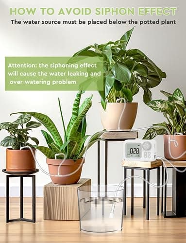 [2025 Upgraded] Automatic Drip Irrigation Kit, 15 Potted Indoor Houseplants Support, Indoor Automatic Watering System for Plants, with Digital Programmable Water Timer