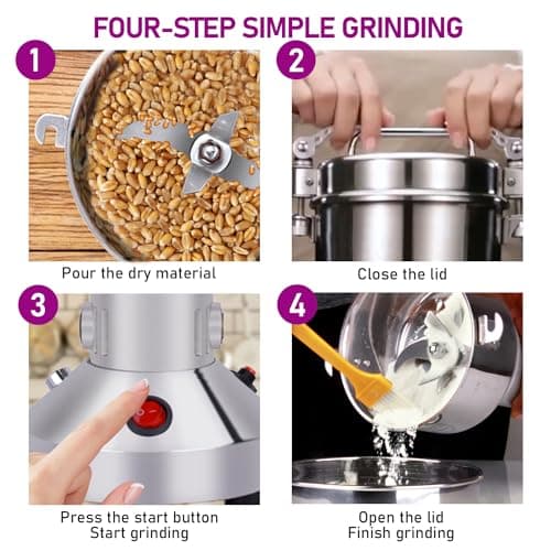 150g Grain Mill, 304 Stainless Steel Spice Grinder, 1500W High-speed Commercial Flour Mill, Superfine Flour Mill Grinder for Home, Grain Mill for Flour