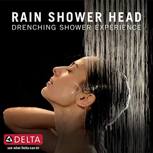 DELTA FAUCET Rain Shower Head, Rainfall Shower Head, Matte Black Shower Head Rainfall