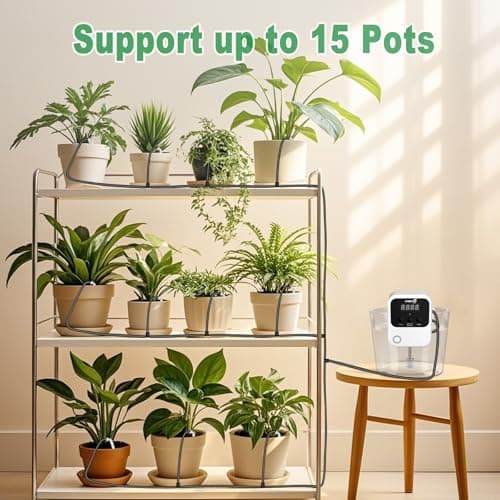 Automatic Plant Watering Indoor Devices for 15 Potted Plants, Indoor Plant Watering System, Automatic Plant Waterer Drip Irrigation System with Programmable Timer for Indoor/Outdoor Use