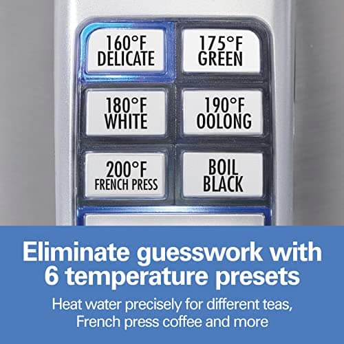 Hamilton Beach 1.7 Liter Temperature Control Electric Kettle, Water Boiler & Heater, Fast Boiling 1500 Watts, BPA Free, Cordless, Auto-Shutoff and Boil-Dry Protection, Stainless Steel (41020R)