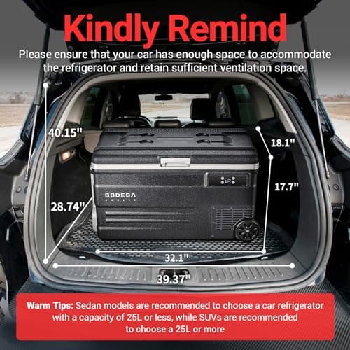 BODEGACOOLER 12 Volt Car Refrigerator,80 Quarts Portable Fridge,75L RV Freezer Single Zone,with APP Control,-4℉-68℉ Car Cooler,12/24V DC & 100-240V AC for Travel, Camping,Outdoor,Truck,SUV