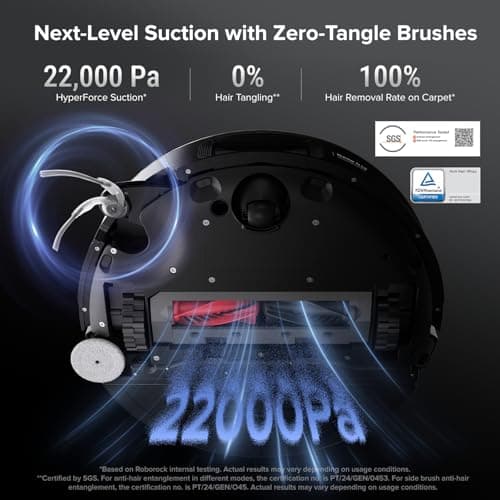 roborock Saros 10 Robot Vacuum and Mop, 22,000Pa Suction, AI Obstacle Avoidance, 3.14-inch Ultra Thin, Intelligent Dirt Detection, Zero Tangling Main Brush, Hot Water Mop & Dock Self Cleaning