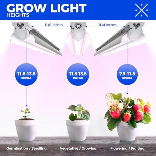 Barrina 4FT T8 Plant Grow Light, 252W(6 x 42W, 1400W Equivalent), Full Spectrum, LED Growing Lamp Fixture for Indoor Plant Growing, with ON/Off Switch & V-Shaped Reflector, Pinkish White, 6-Pack