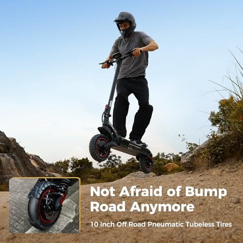 iScooter Electric Scooter, 40/43/50 Miles Long Range & 28/38 MPH Top Speed E Scooter, 10/11/12" Offroad Pneumatic Tire Scooter for Adults with Turn Signals, Double Braking Systems, APP and Storage Bag