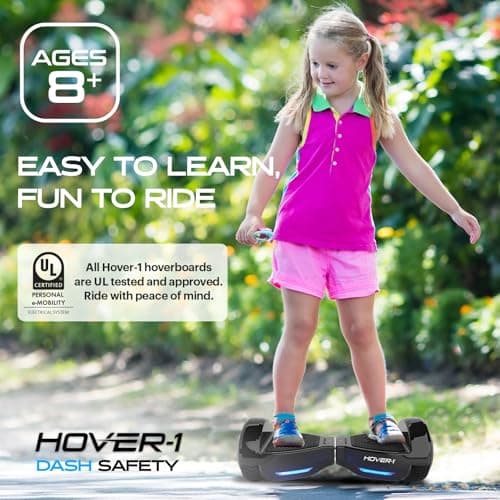 Hover-1 Dash Self Balancing Electric Hoverboard with 5 mph Max Speed, Dual 75W Motors, 6.3” Tires, 3 Mile Range, and LED Lights Self Balancing Scooter