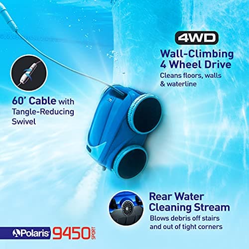 Polaris F9450 Sport Robotic In-Ground Swimming Pool Cleaner Vacuum 4-Wheel Drive