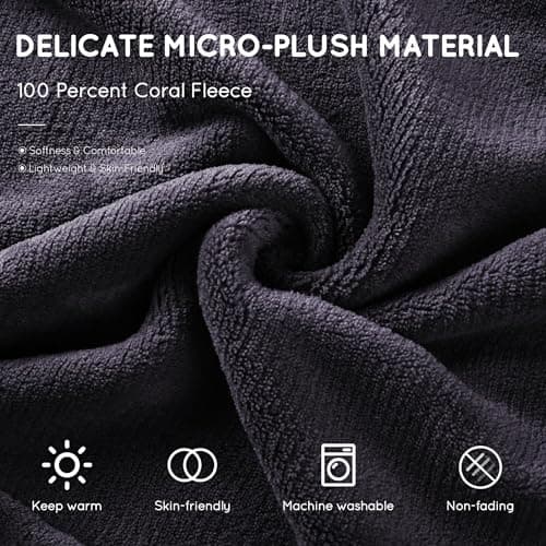DUODUO Heated Electric Blanket 72"x84" Full Size Warm Coral Fleece with 4 Heat Settings & 10 Hours Auto Shut Off Overheating Protectsion - Black