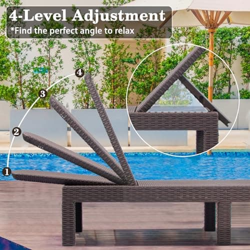 DIMAR GARDEN Outdoor Chaise Lounge,Resin Pool Lounge Chair Waterproof Recliner,Mocha