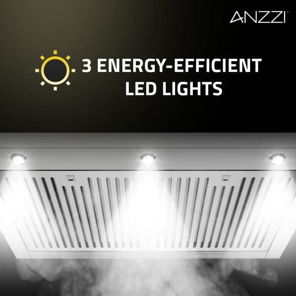 ANZZI Wall Mount Range Hood 600 CFM Gesture Sensing & Touch Control Panel Stainless Steel Wall Mount and 2 LED Lights Range Hood (30 inch)