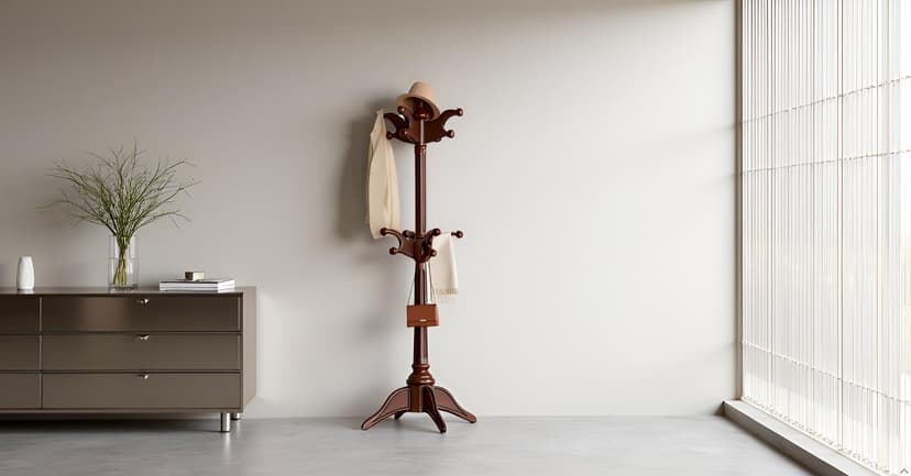 Solid Wood Rotary Coat Rack Freestanding, Heavy Duty Coat Hanger Stand with 2 layer Multi-direction Hooks, 360° Rotating Standing Coat Rack Tree for Entryway, Bedroom, Office, H: 77.6in (Walnut)