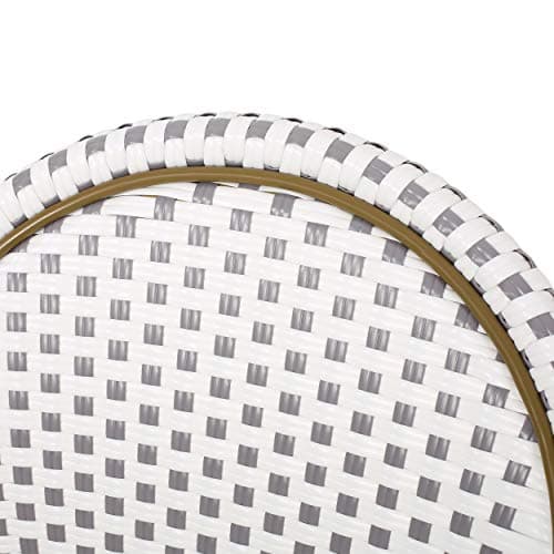 Christopher Knight Home Philomena Outdoor French Bistro Chair (Set of 4), Gray + White + Bamboo Print Finish