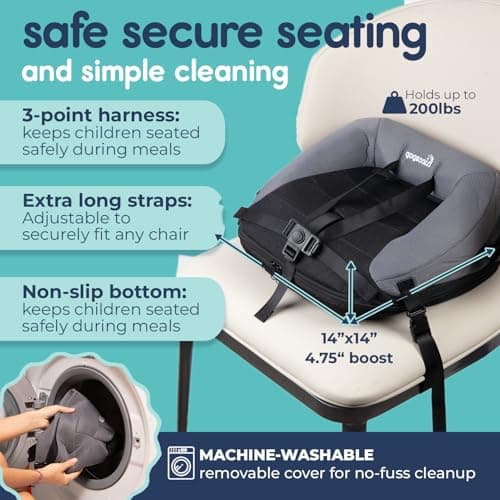 hiccapop NeoBoost Inflatable Toddler Booster Seat for Dining Table – Portable, Quick-Inflate Design – Anti-Slip Base, Secure Straps, Easy-Clean – Perfect for Home & Travel