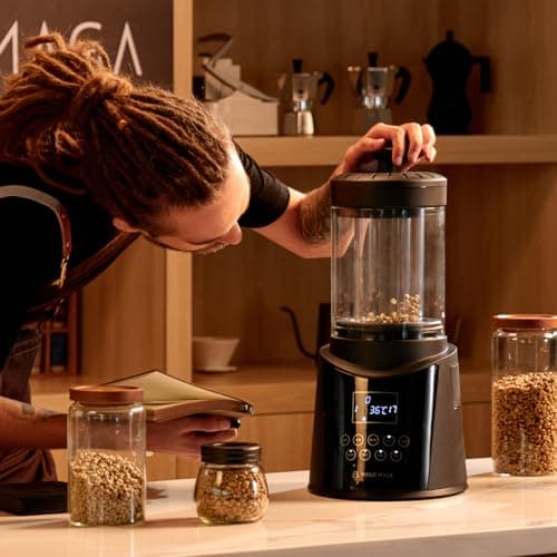 Smart Home Coffee Bean Roaster, Digital Display, Auto and Manual Modes, 300g Capacity Ultra-low Smoke Chaff Collection, Transparent Viewing, Auto-Cooling, 120V,Ver1.1