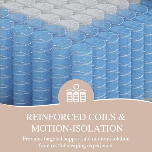 Sleepmax Queen Mattress 14 Inch - Hotel-Collection Hybrid Mattress Extra Lumbar & Hip Support - Deep Sleep Bed in a Box Pain Relief - Fiberglass-Free, CertiPUR-US Certified, 365-Night Trial