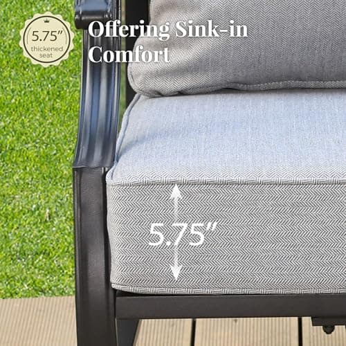 Patio Furniture Set 7 pcs, Outdoor Patio Furniture, 3-Seat Sofa, 2 Single Chairs, 2 Swivel Chairs, 2 Ottomans and 5.75" Extra Thick Cushion, Patio Conversation Set for Backyard Deck,Grey